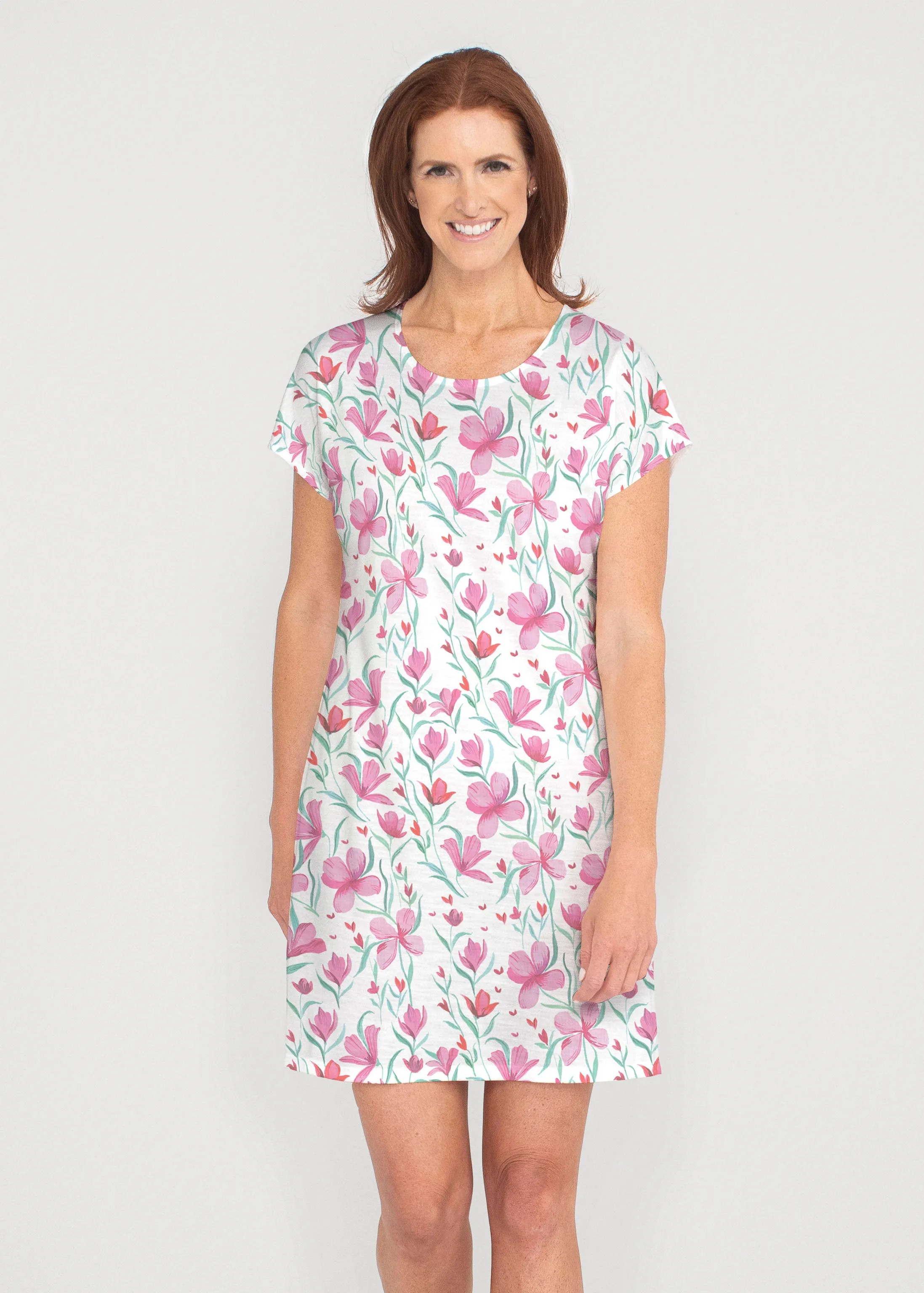 Azalea (8109) ~ French Terry Short Sleeve Crew Dress