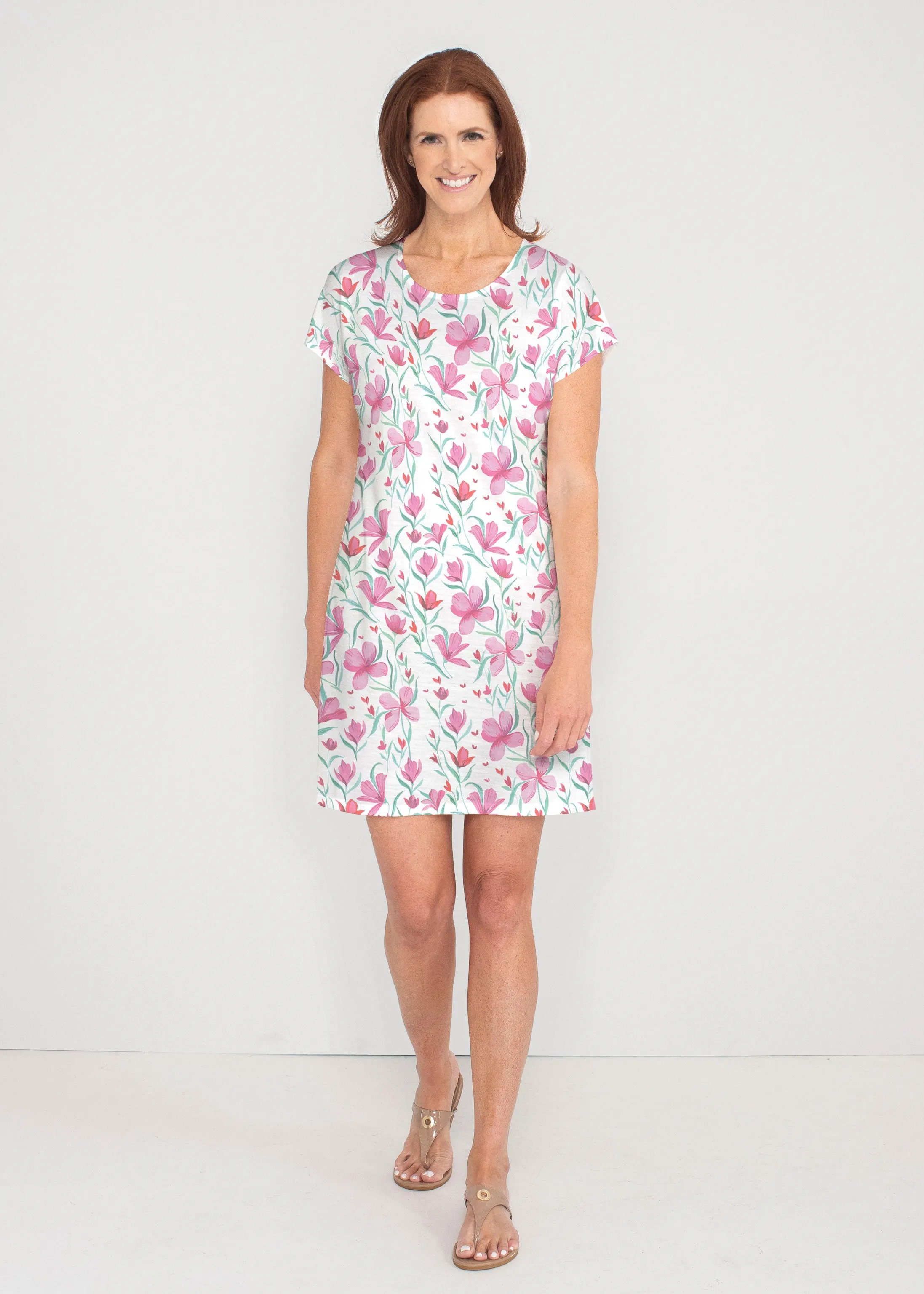 Azalea (8109) ~ French Terry Short Sleeve Crew Dress