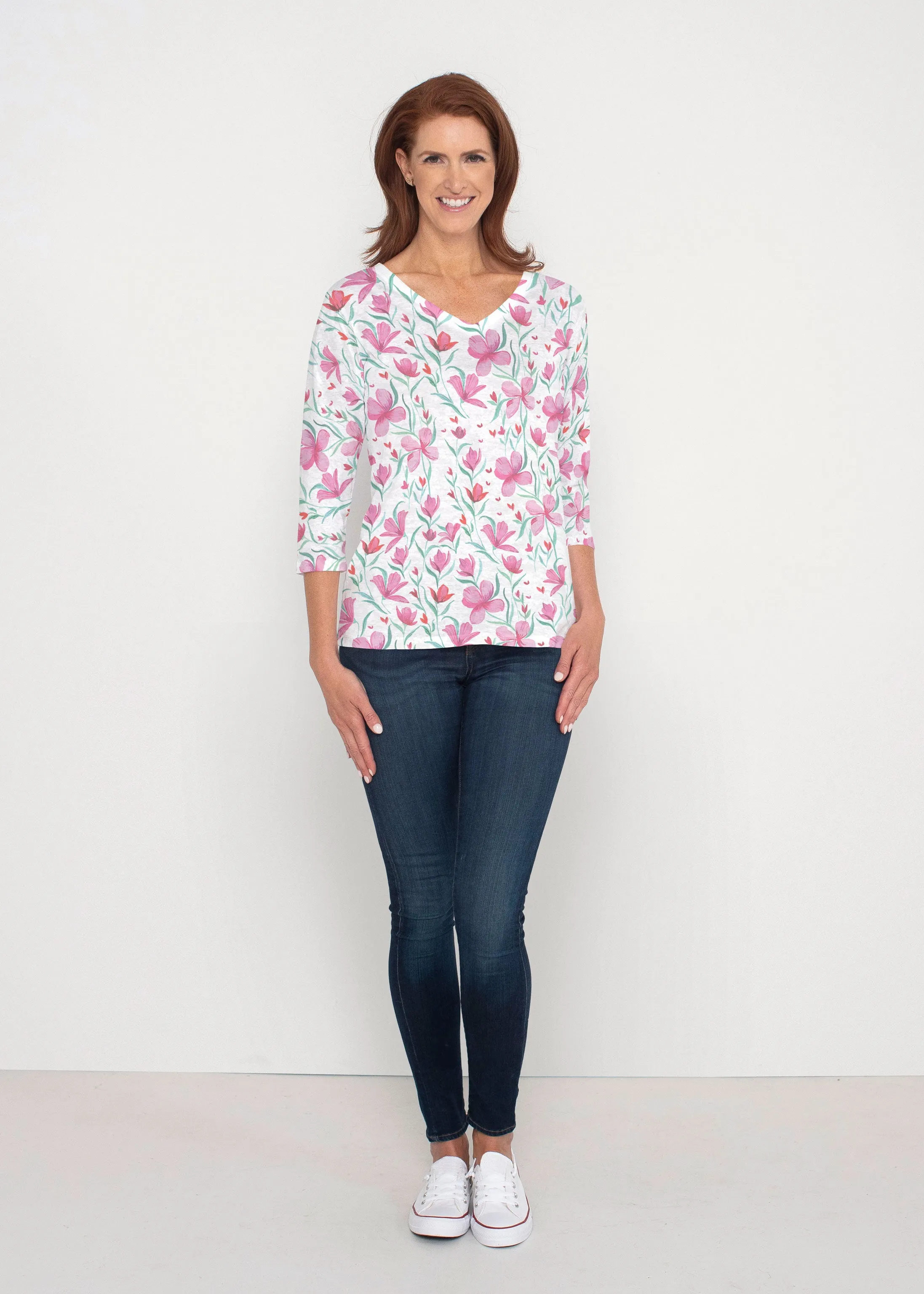 Azalea (8109) ~ Signature 3/4 Sleeve V-Neck Top