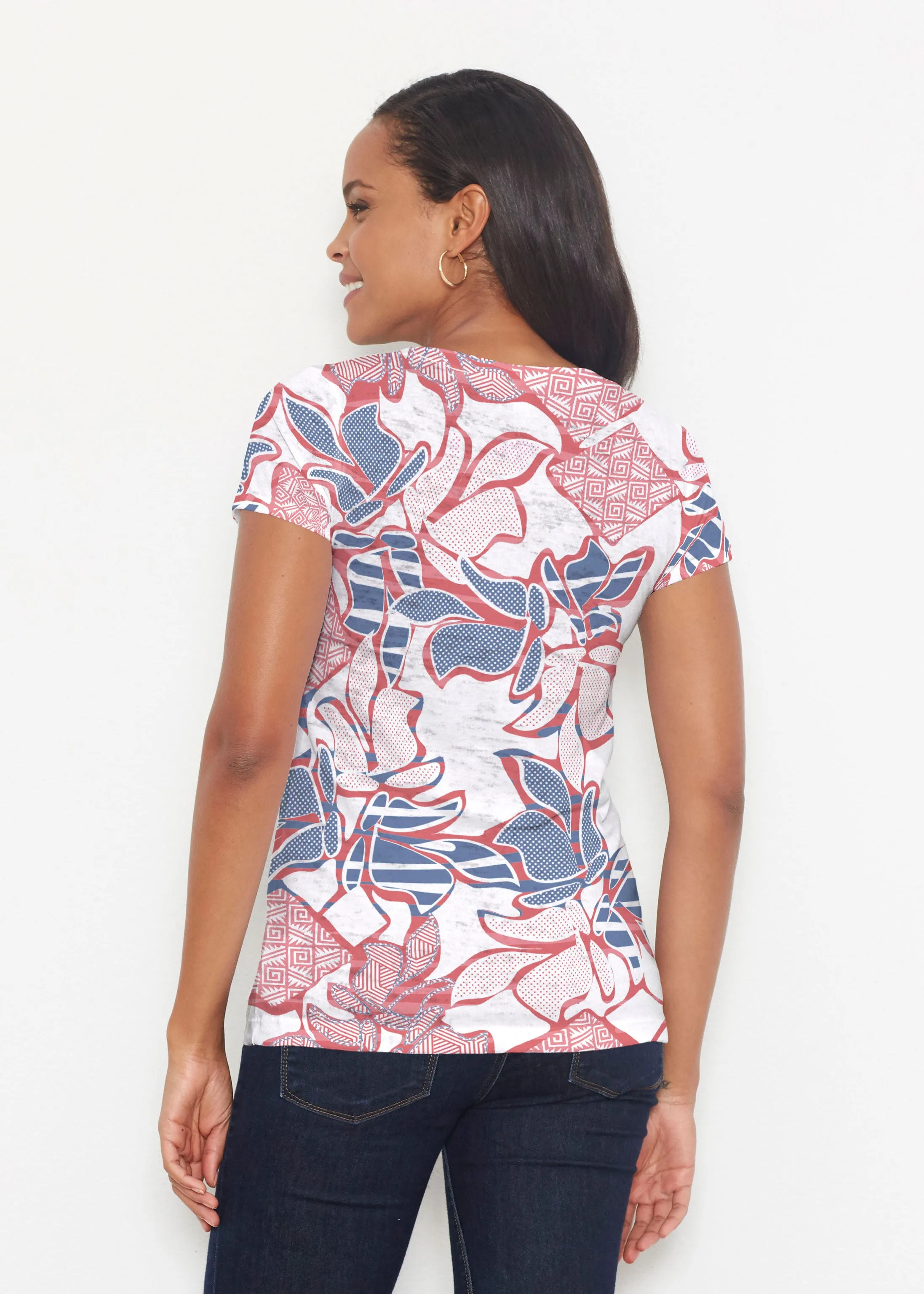 Aztek Sail Red-Blue (8130) ~ Short Sleeve Scoop Shirt