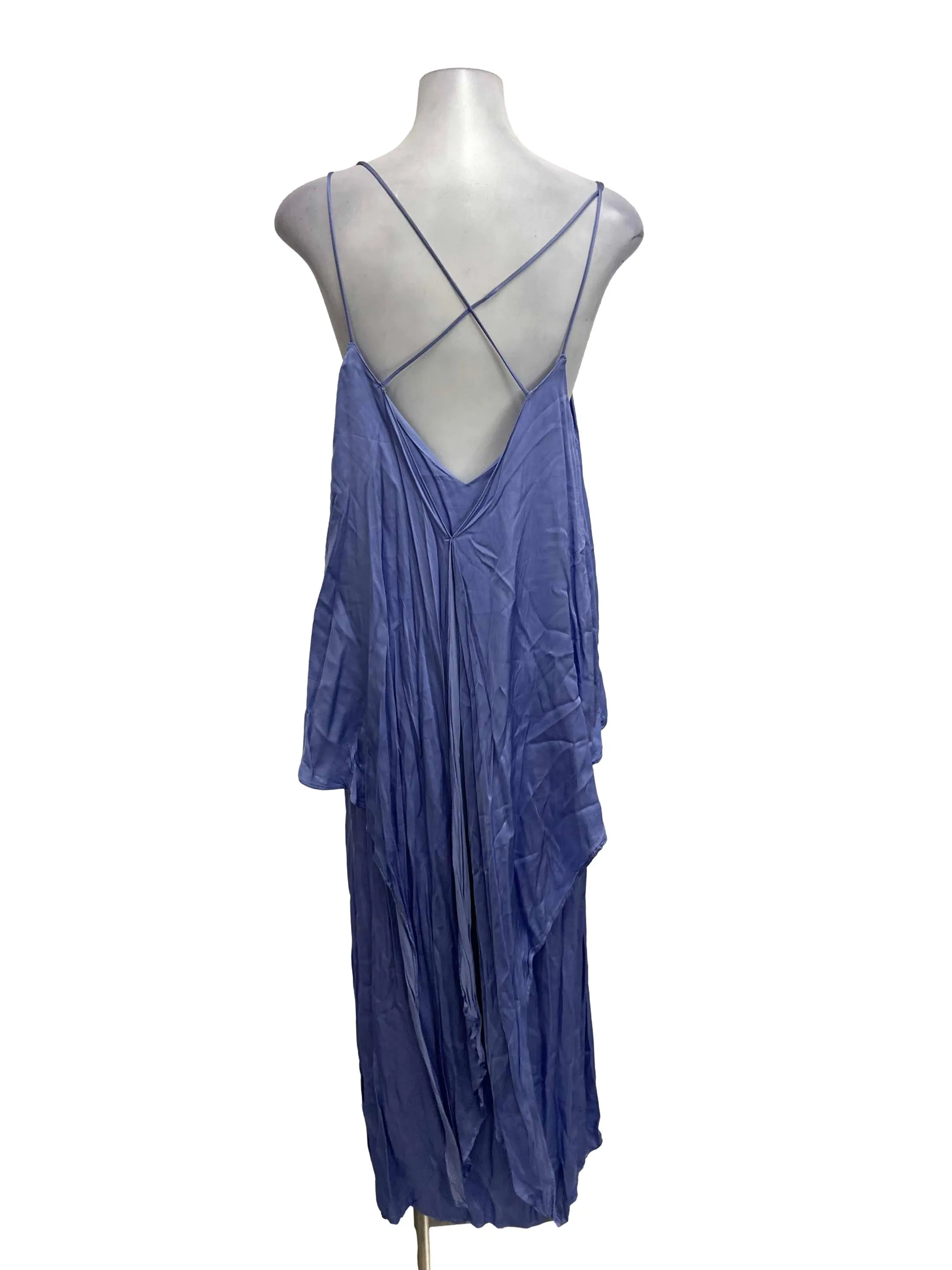Azure Blue Sheen Cross Back Layered Dress