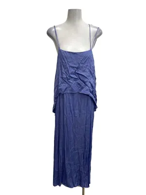 Azure Blue Sheen Cross Back Layered Dress