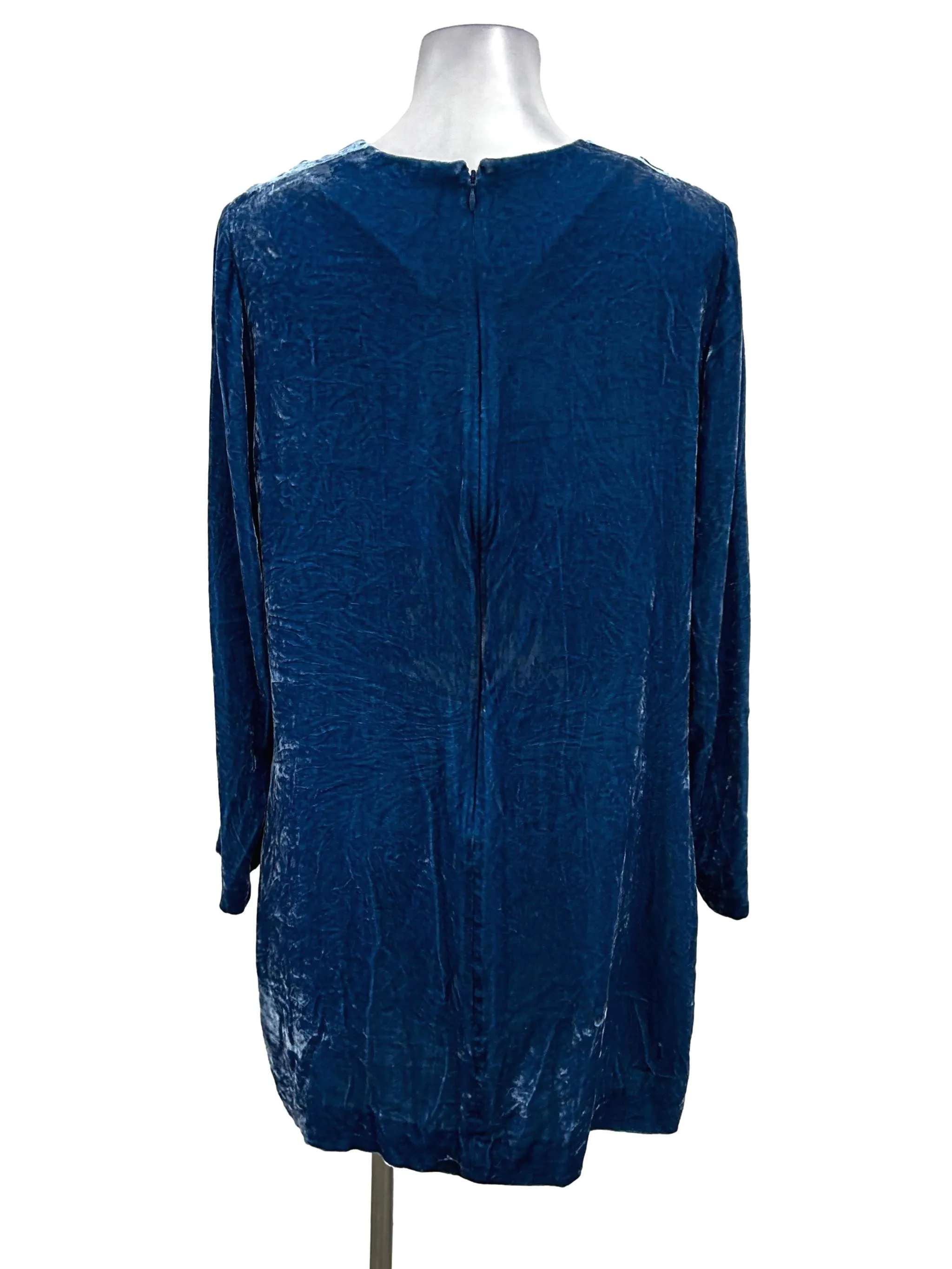 Azure Velvet Long Sleeve Dress