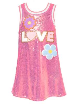 Baby Sara- A-Line Sequin Love & Flowers Dress