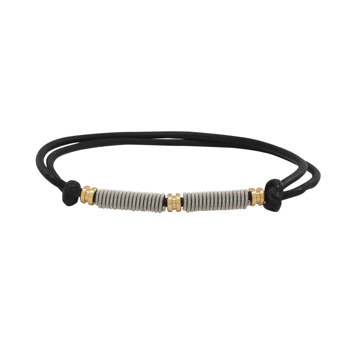 Ball End Slipknot Adjustable Leather Bracelet - Black