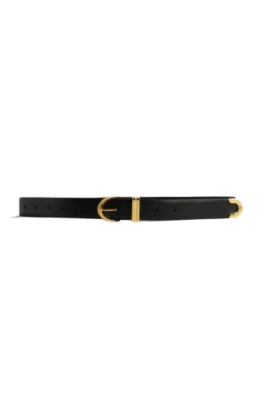 Bambi Leather Belt in Gold Hardware