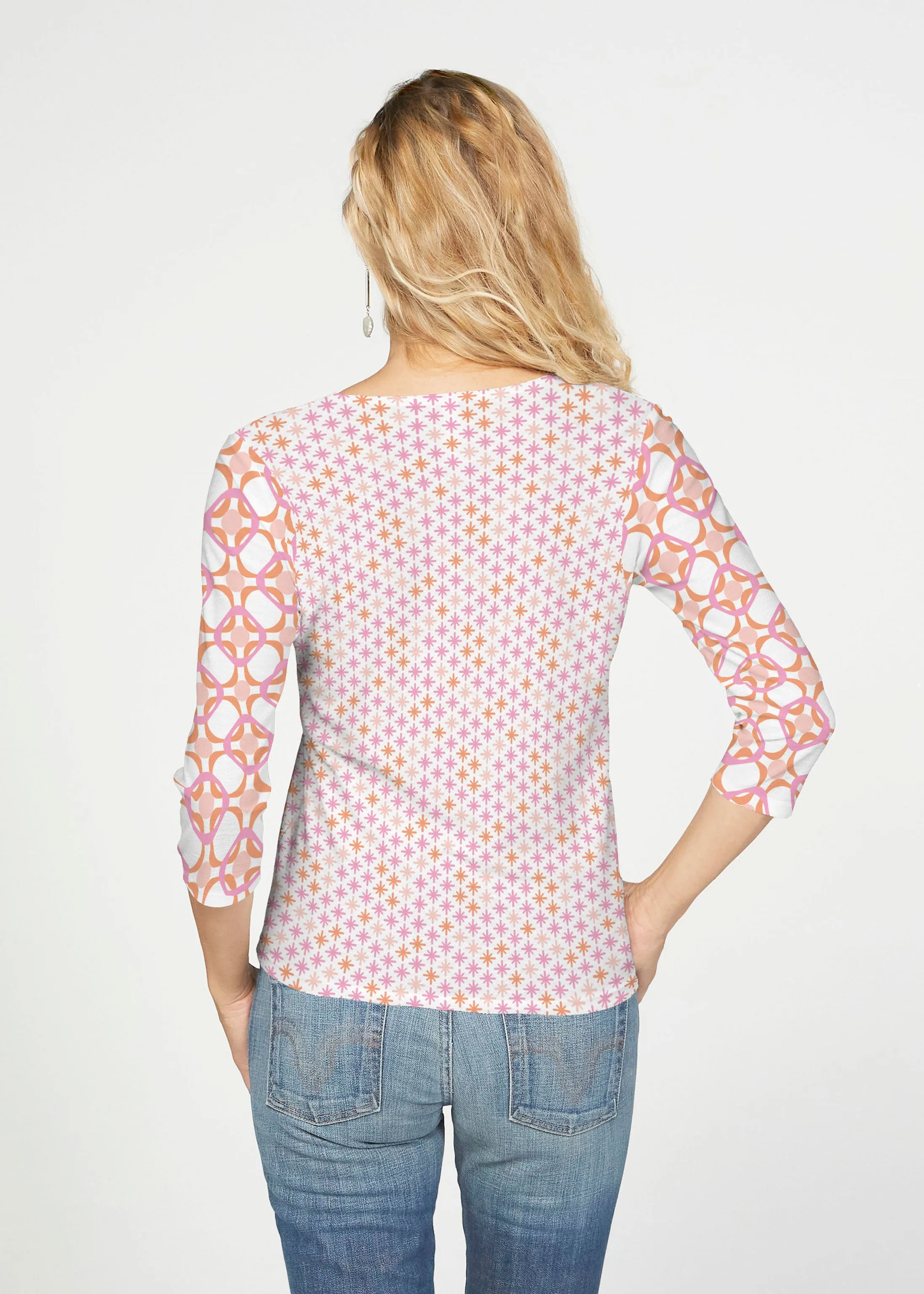 Bangles & Dots (8022) ~ French Terry Tie 3/4 Sleeve Top