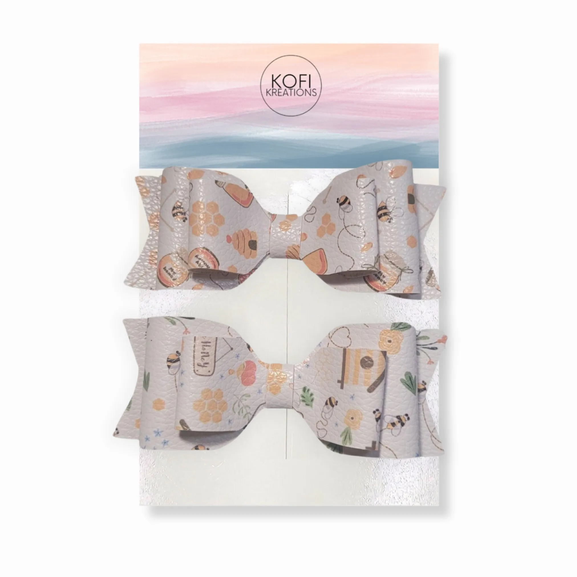 Bee Faux Leather Hair Bows