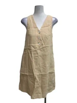 Beige Buttoned Mini Dress OSN