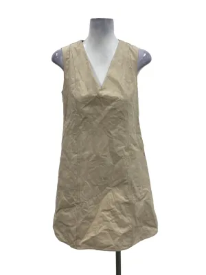 Beige V-Neck Sleeveless Mini Dress OSN