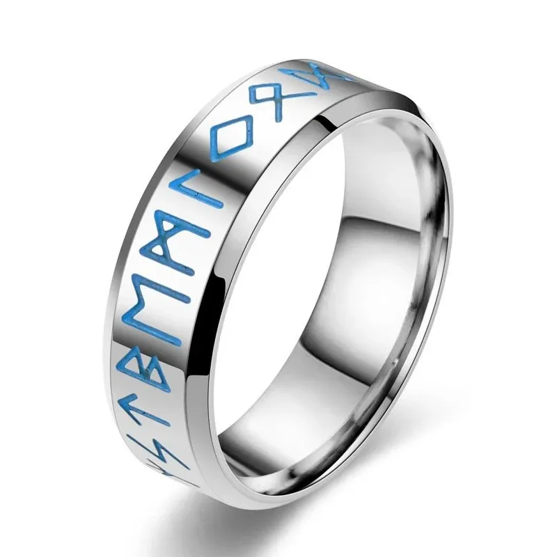 Beveled Edge Vintage Rune Men's Wedding Band