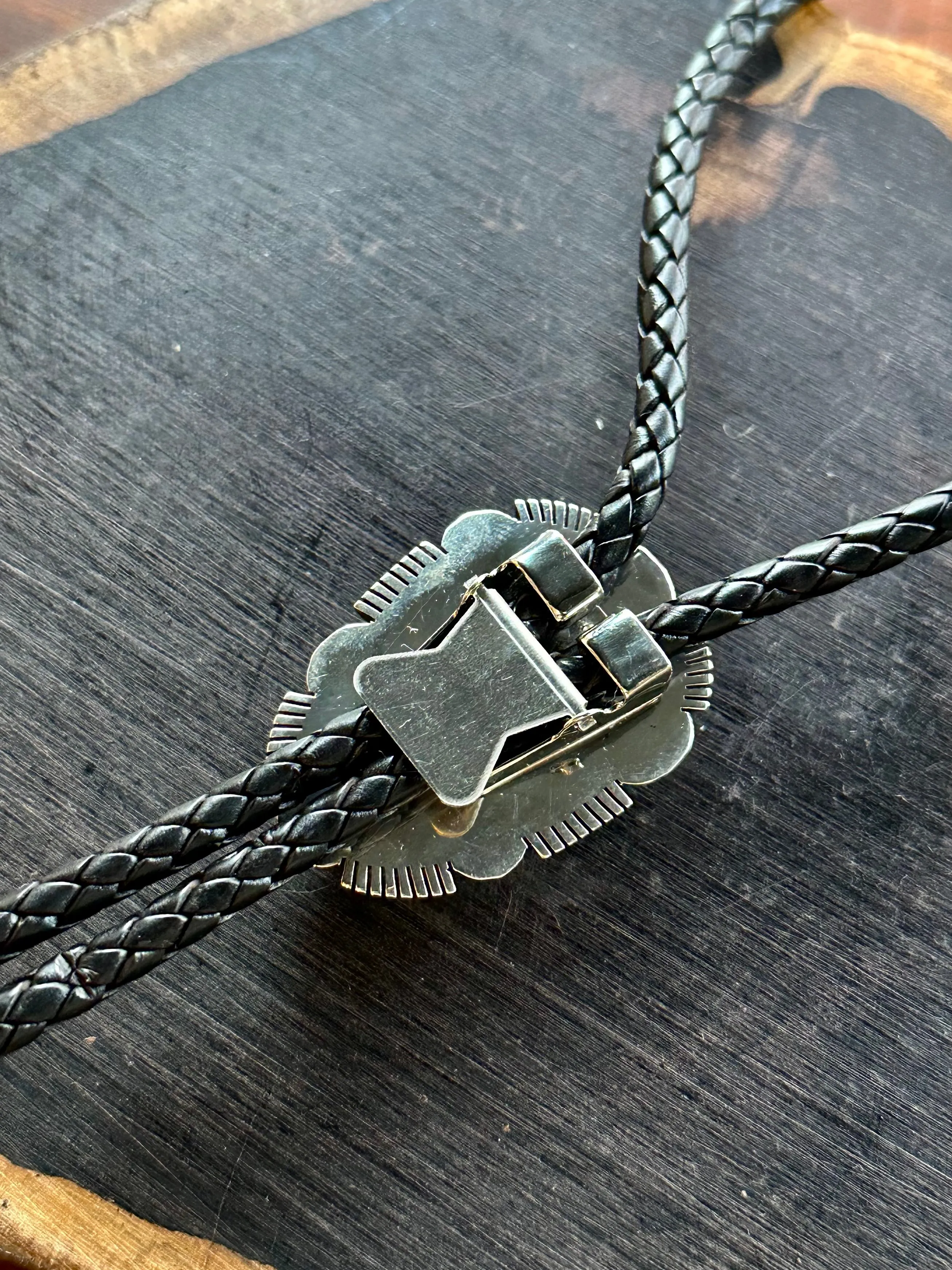 BEYOND BEAUTY Royston Turquoise & Sterling Silver Bolo Tie w/ Leather Cord