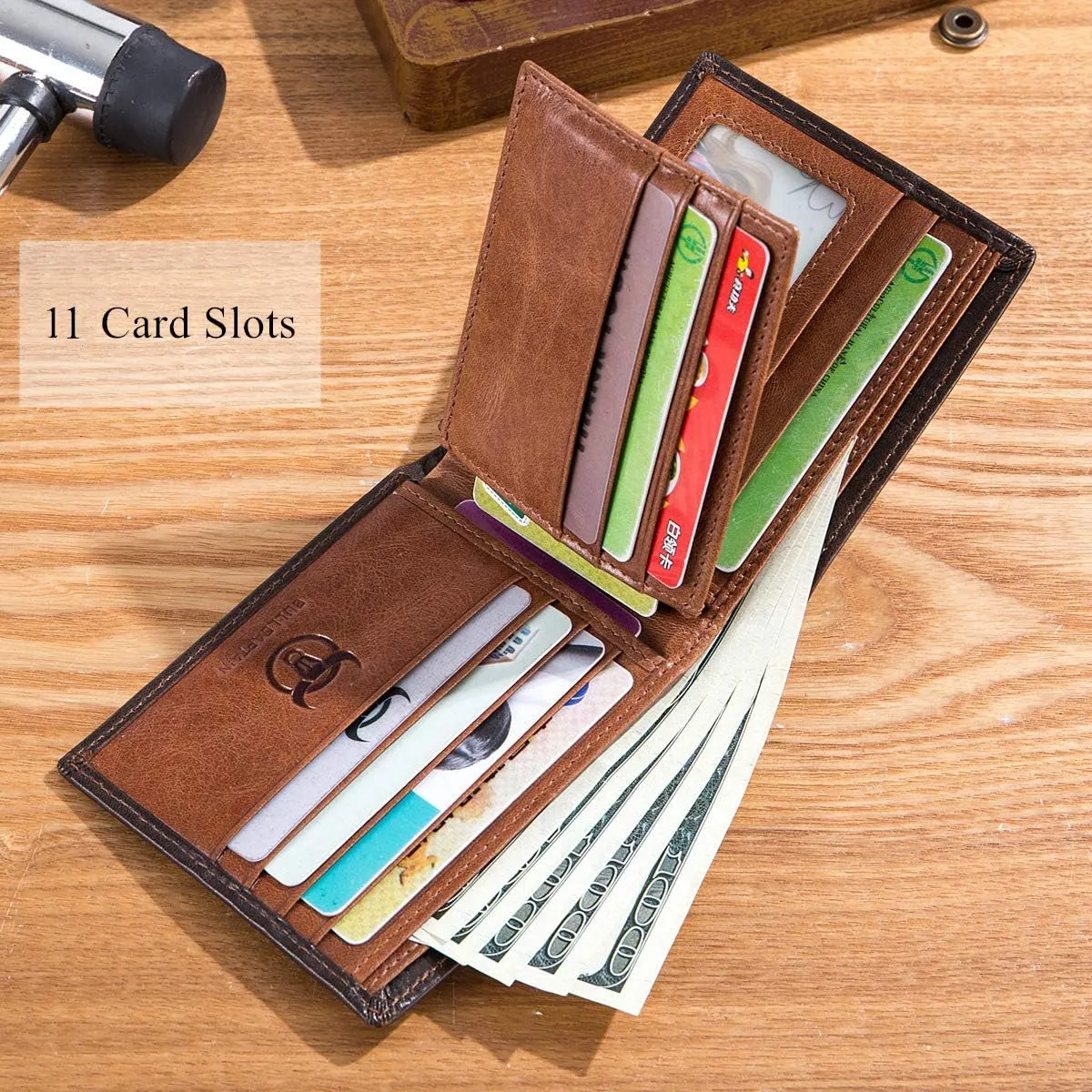 Bifold Wallets for Men Genuine Leather Front Pocket Wallet