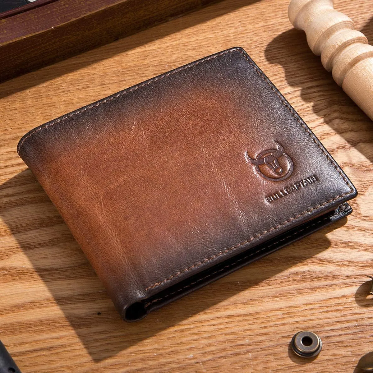 Bifold Wallets for Men Genuine Leather Front Pocket Wallet