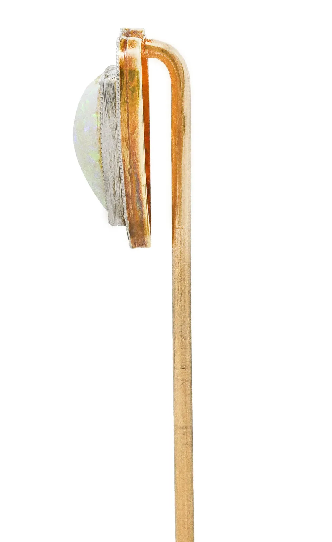 Bitterman Bros. Edwardian Opal Platinum-Topped 14 Karat Gold Shield Antique Stickpin