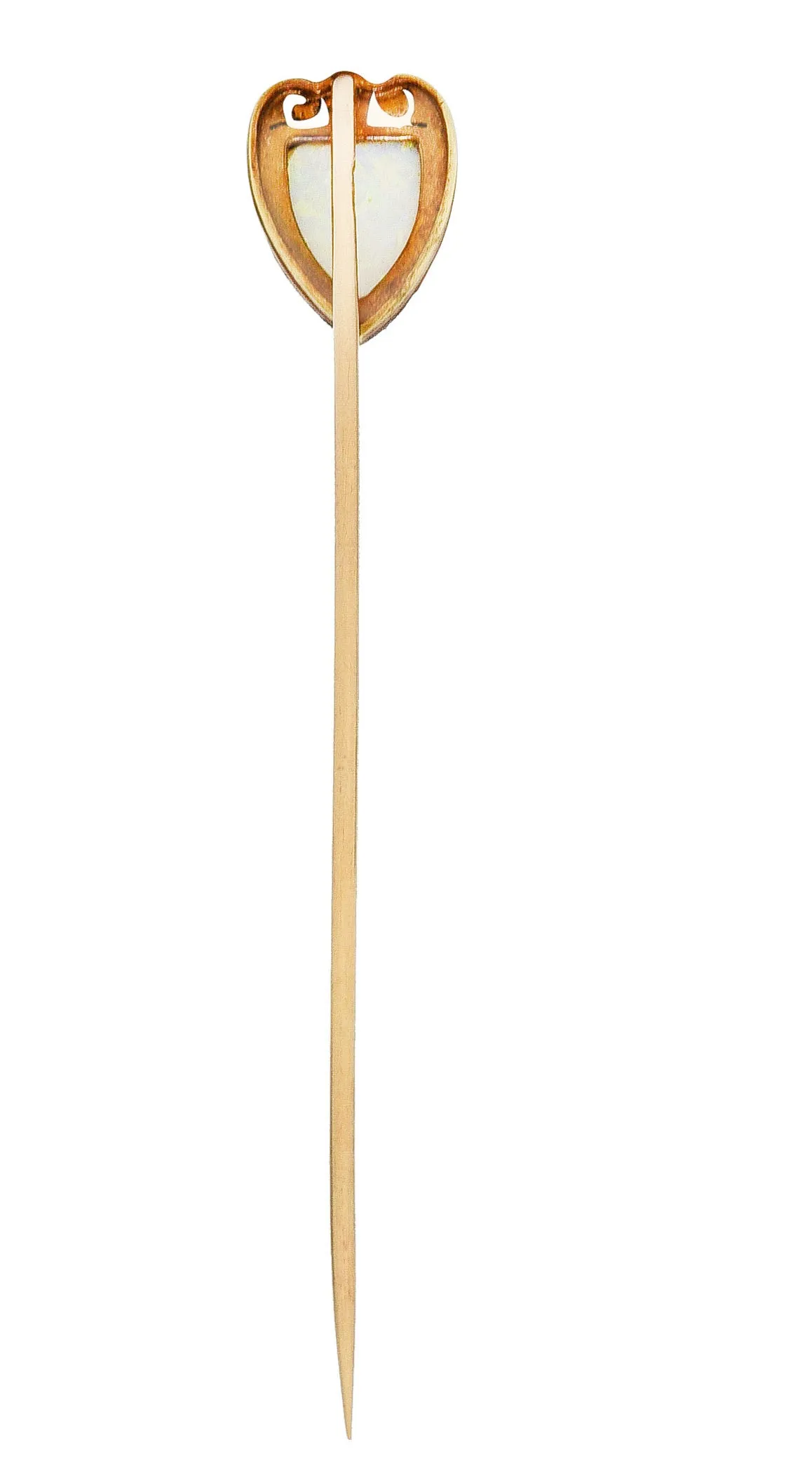 Bitterman Bros. Edwardian Opal Platinum-Topped 14 Karat Gold Shield Antique Stickpin