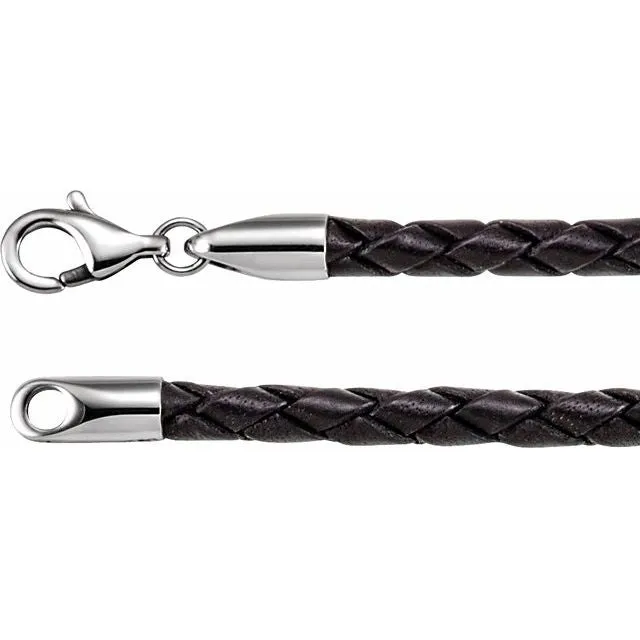 Black 4 mm Faux Leather 20" Cord