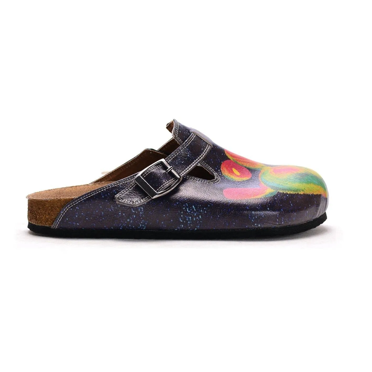 Black and White Light and Heart Rainbow, Love Written Patterned Clogs - CAL303
