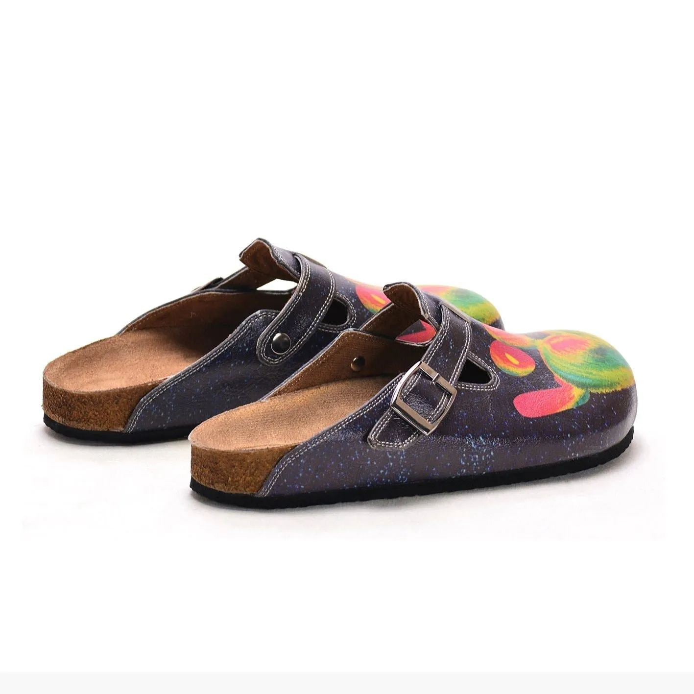 Black and White Light and Heart Rainbow, Love Written Patterned Clogs - CAL303