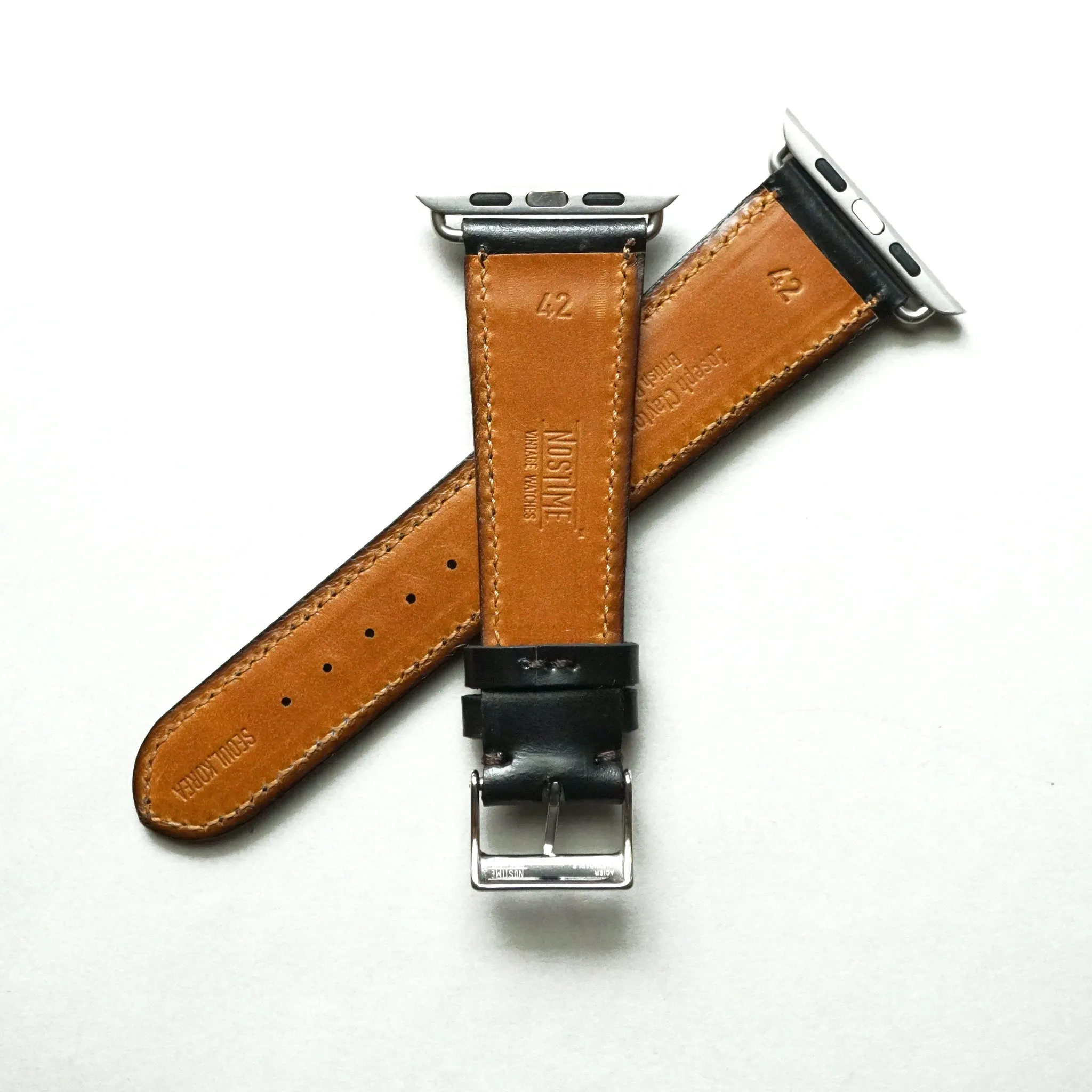 BLACK BRIDLE LEATHER HANDMADE APPLE WATCH STRAP ALL GENERATIONS