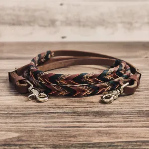 Black, Brown & Cheetah Triple Laced Barrel Reins