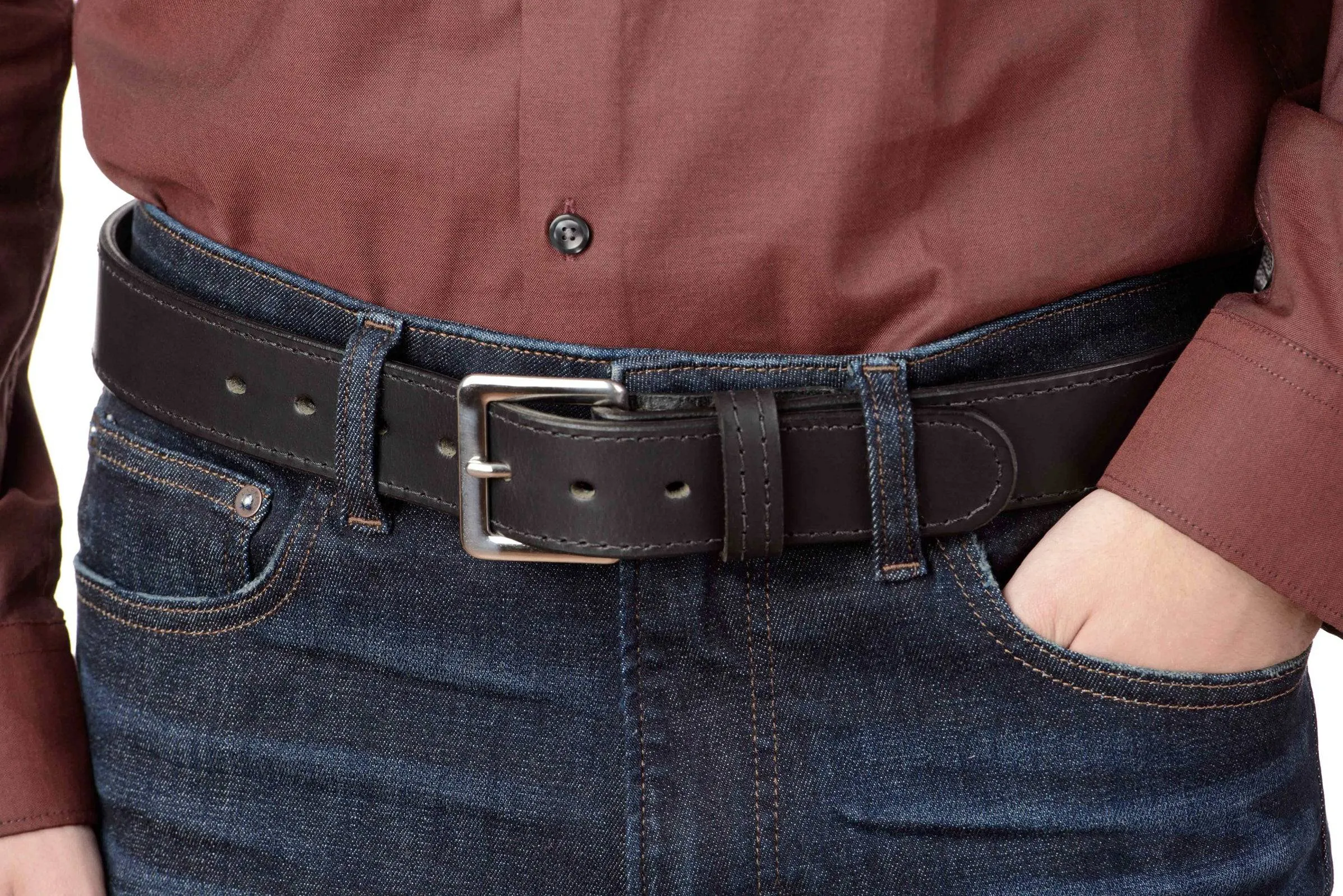 Black English Bridle Leather Money Belt With 25" Zipper