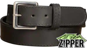 Black English Bridle Leather Money Belt With 25" Zipper