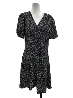 Black Floral Buttoned Dress