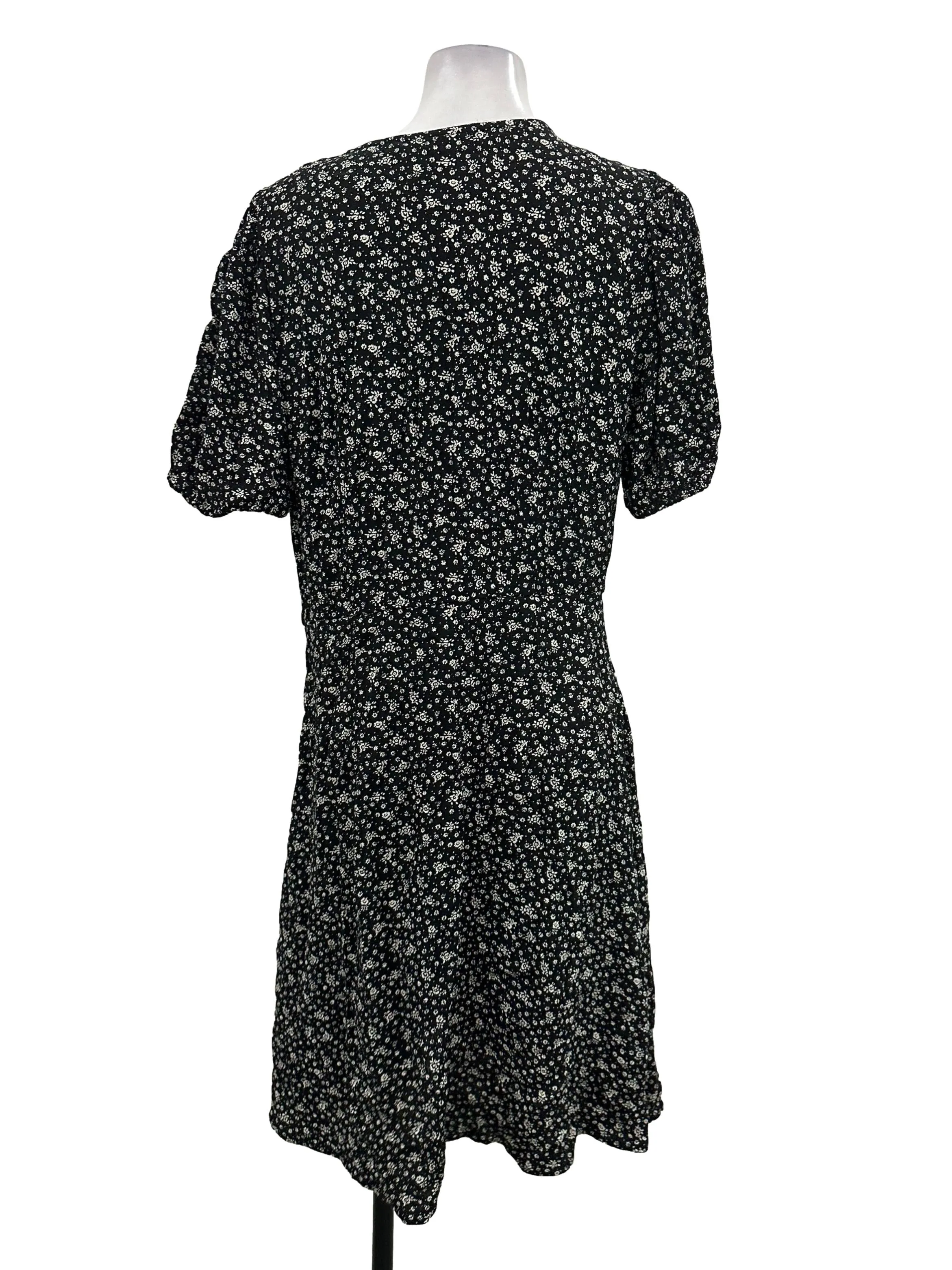 Black Floral Buttoned Dress