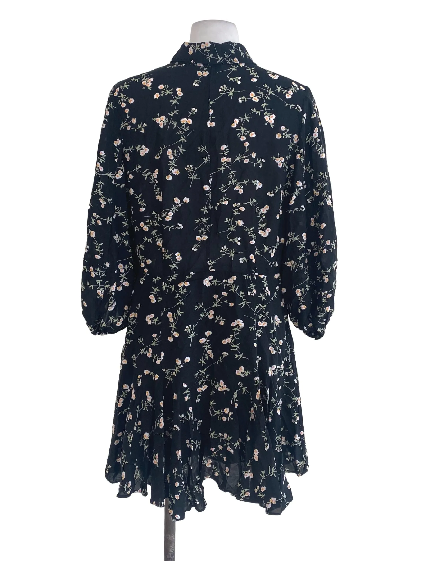 Black Floral Empire Dress