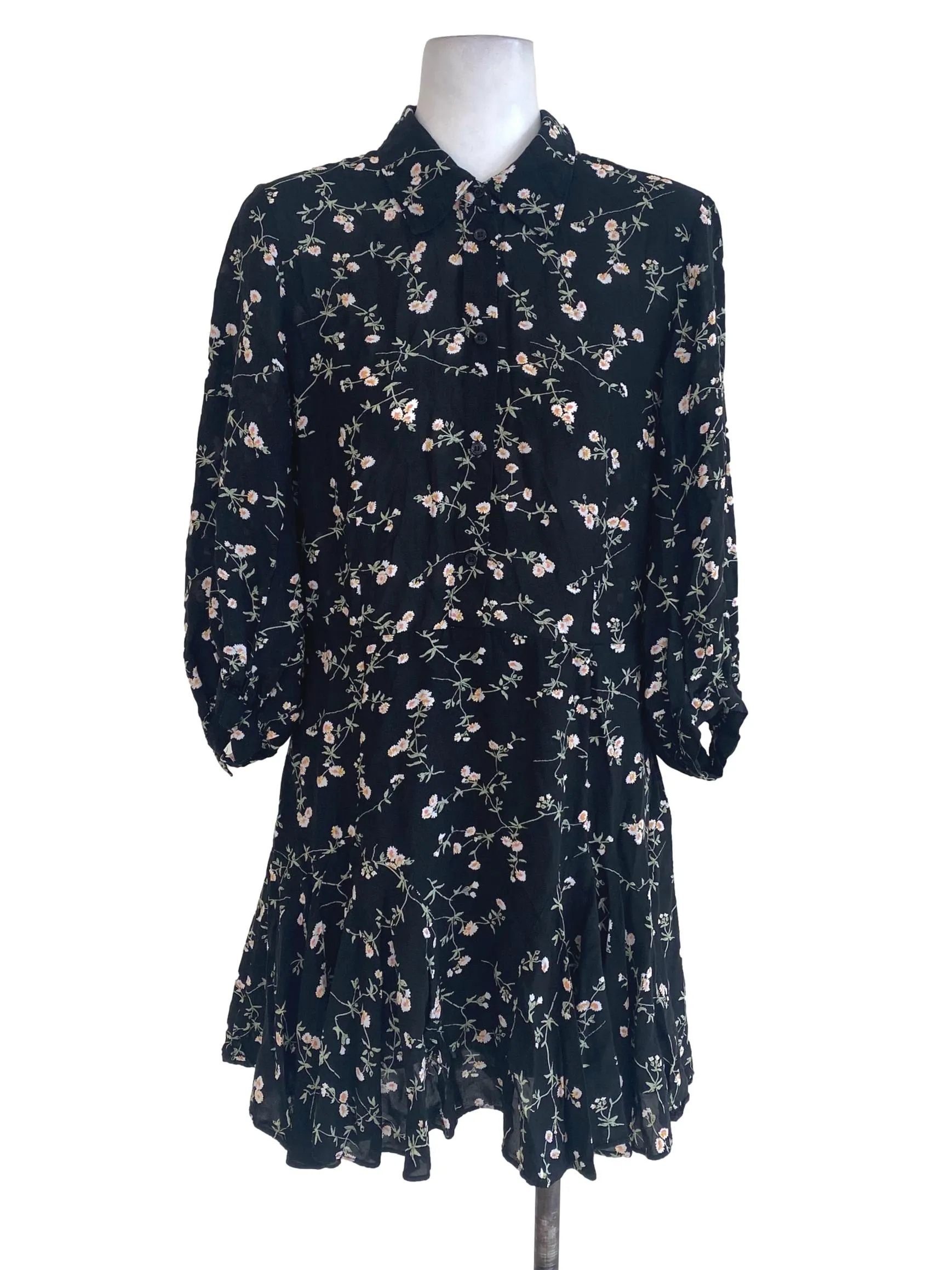 Black Floral Empire Dress