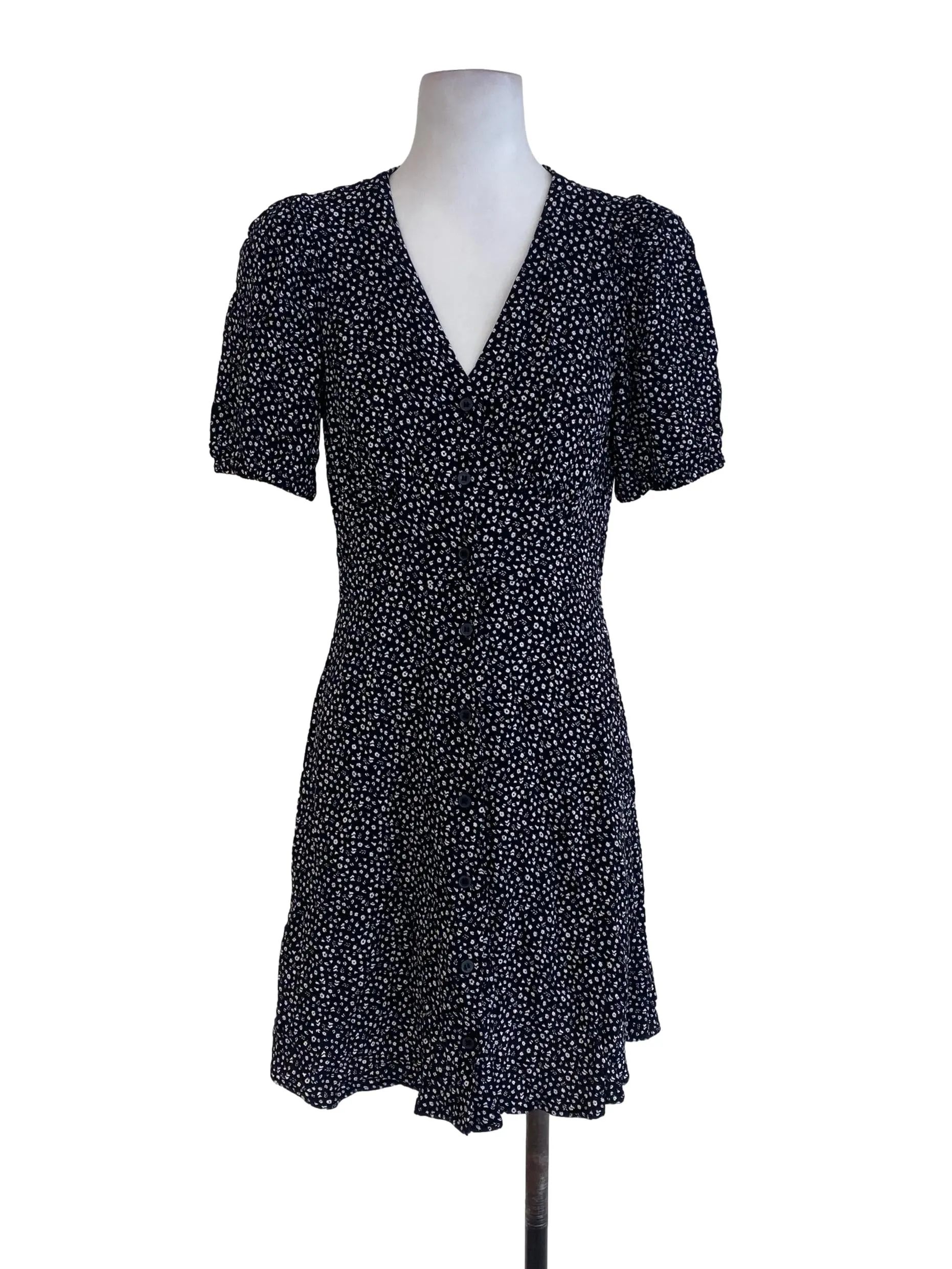 Black Floral Empire Dress