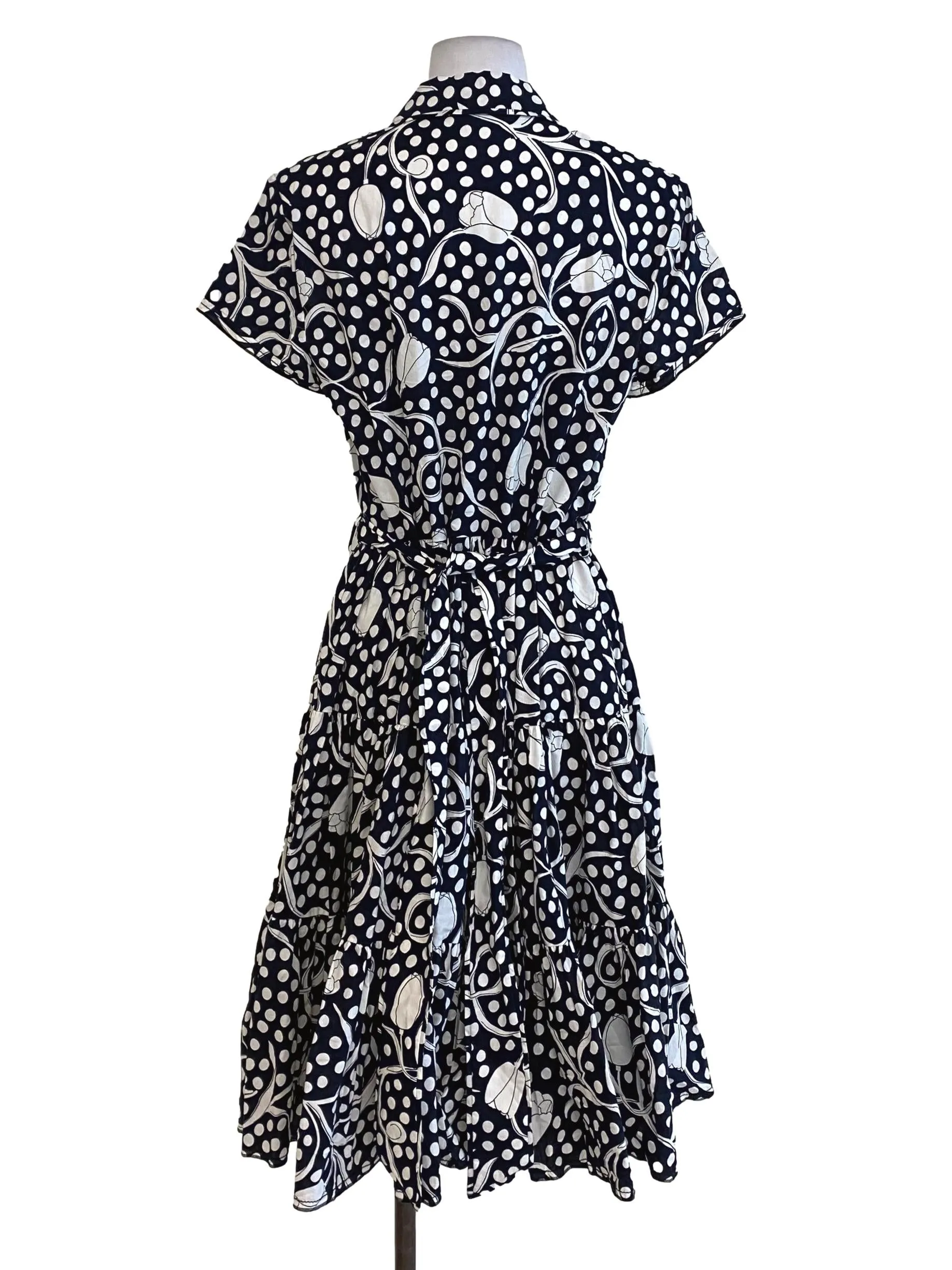 Black Floral Polka Dot Dress