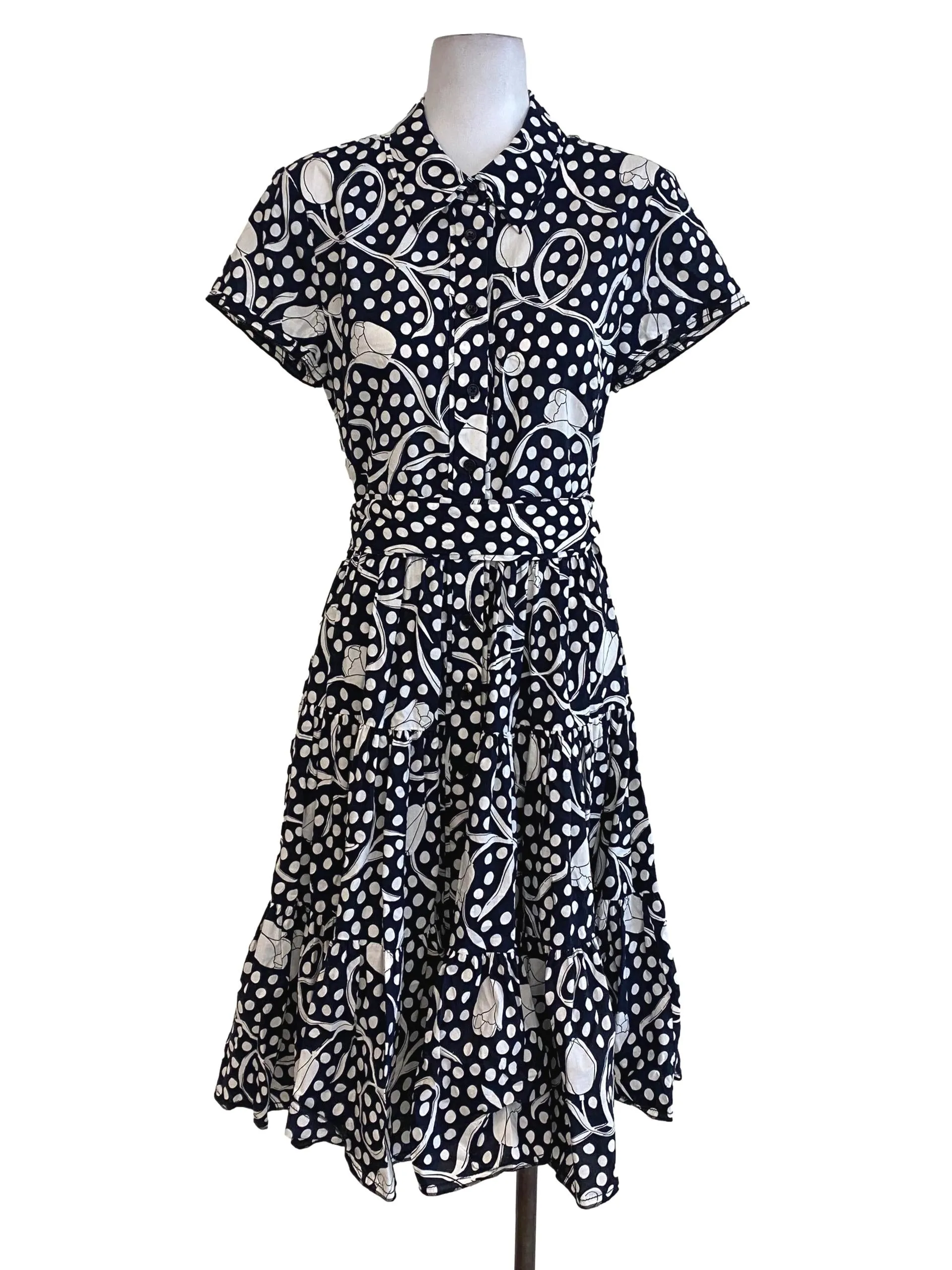 Black Floral Polka Dot Dress