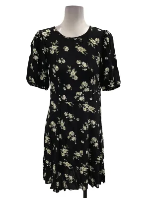 Black Floral V-Neck Mini Dress