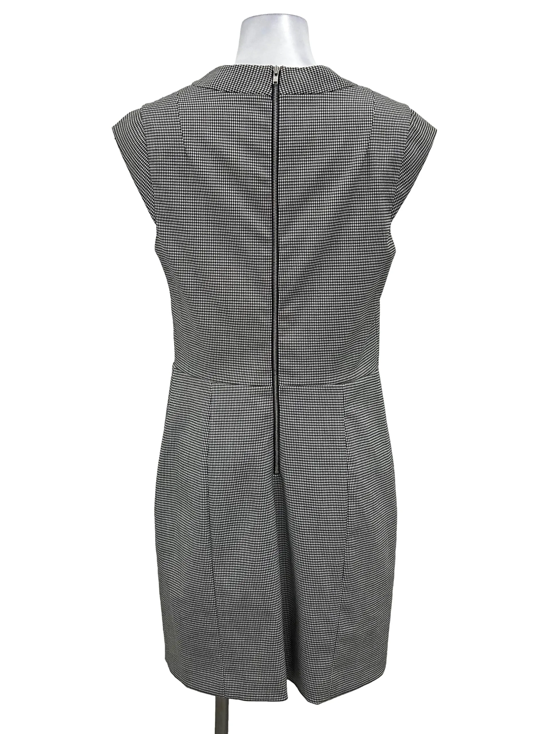 Black Houndstooth Cap Sleeve Dress