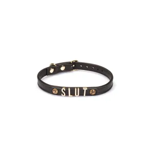 Black Italian Leather SLUT Choker
