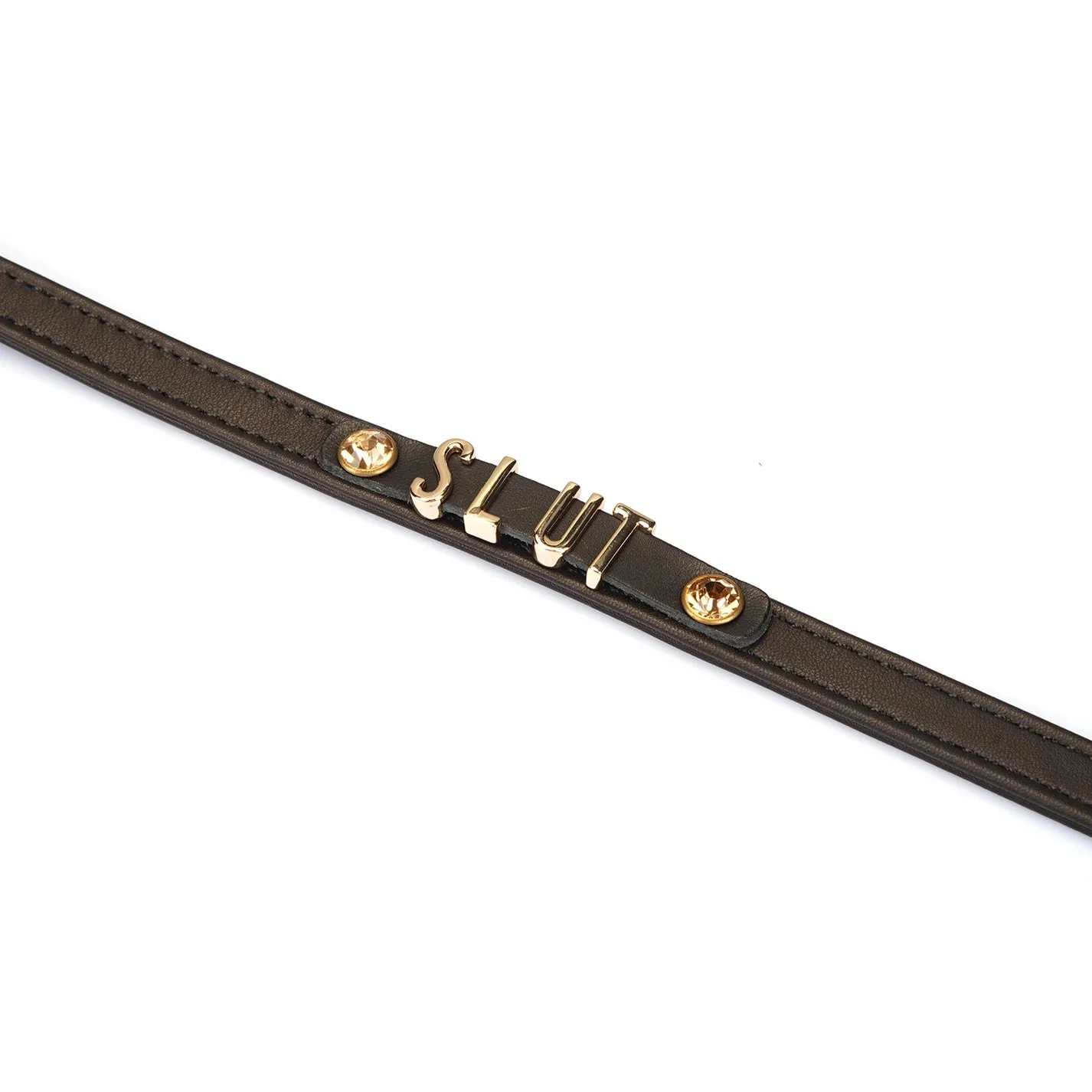 Black Italian Leather SLUT Choker
