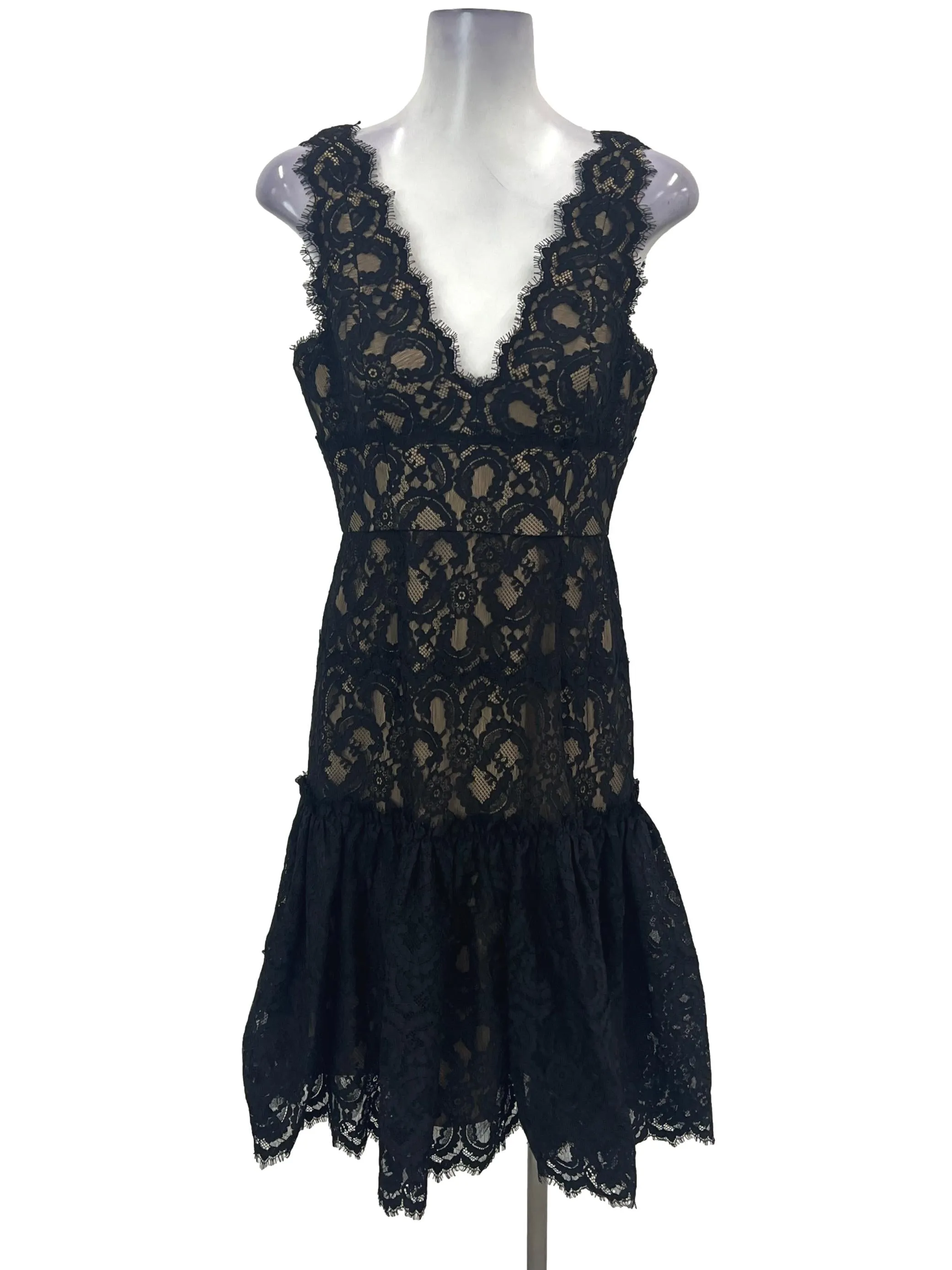 Black Laced V Neck Dress