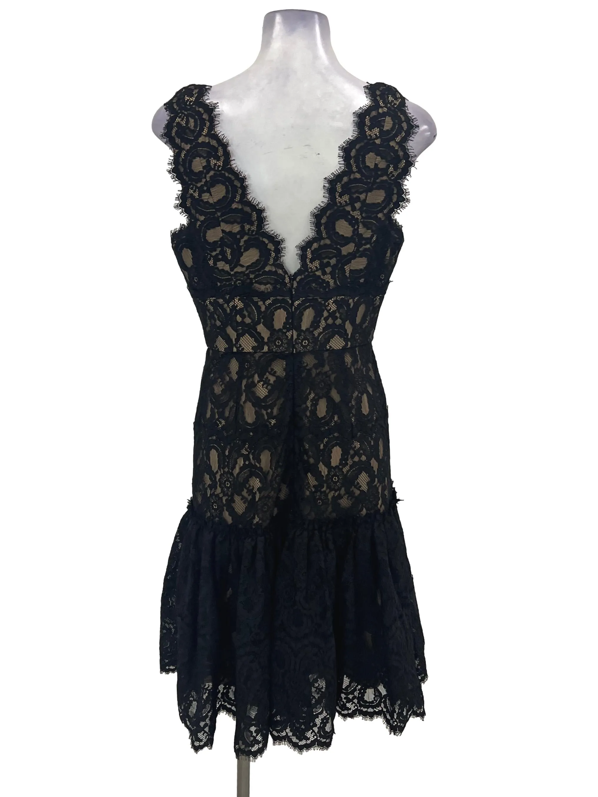 Black Laced V Neck Dress