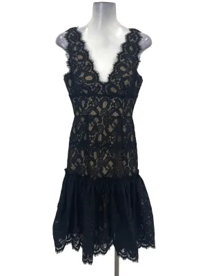 Black Laced V Neck Dress