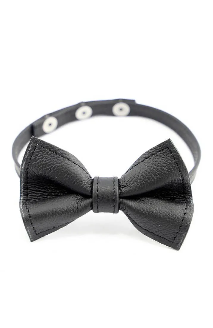 Black leather bow tie - Your Servant