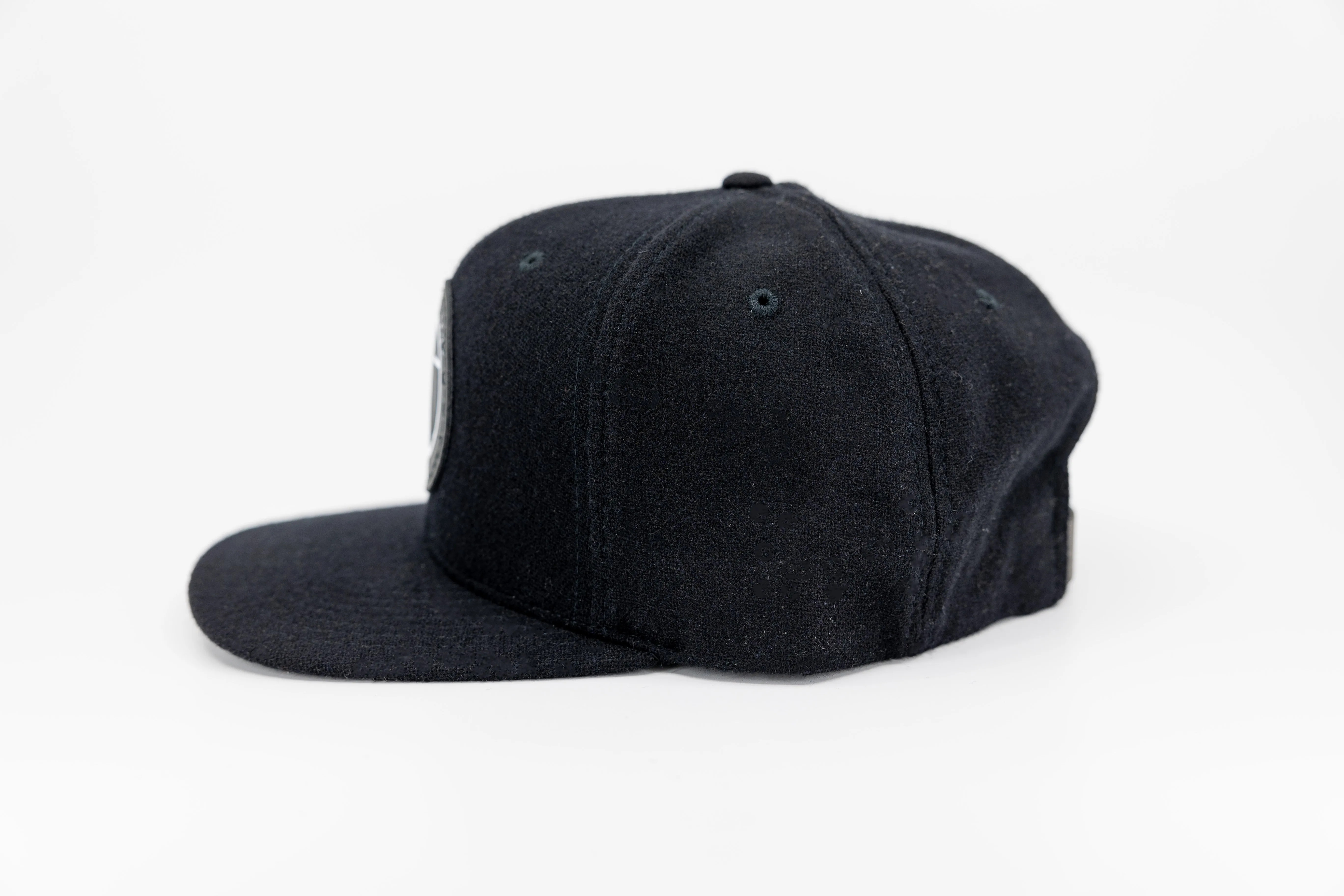 Black Melton Wool Strapback
