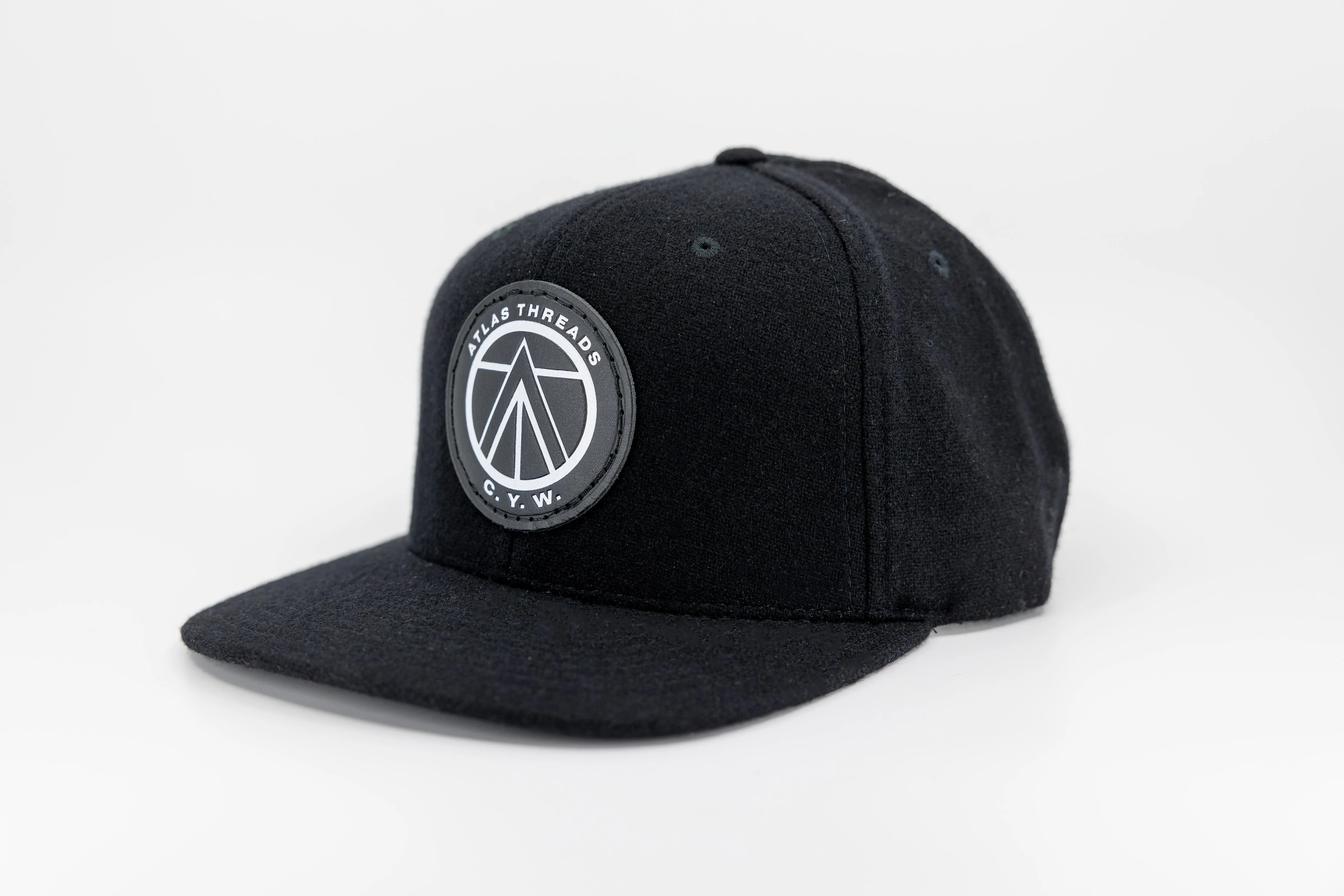 Black Melton Wool Strapback