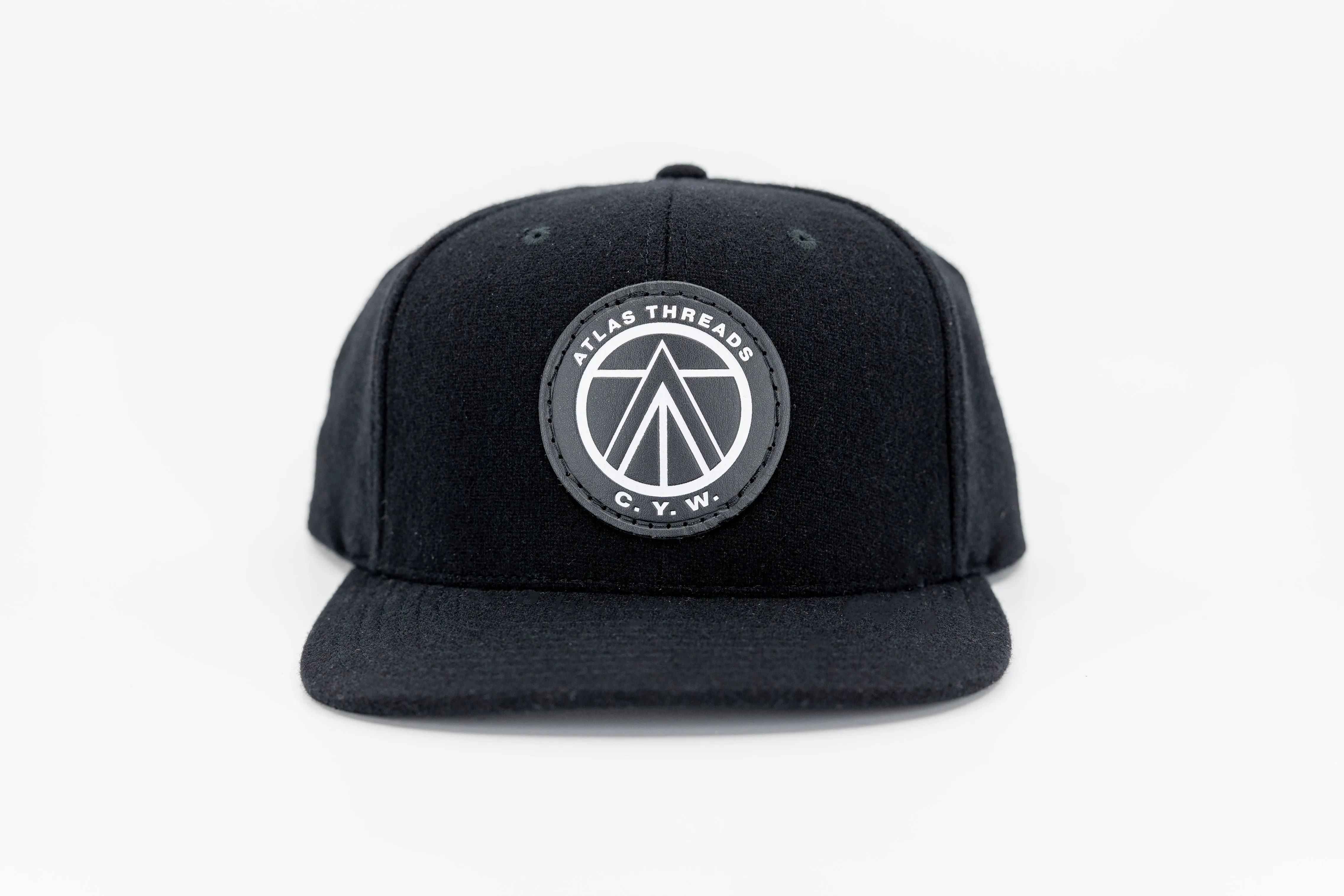 Black Melton Wool Strapback