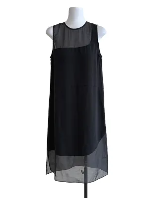 Black Plain Sleeveless Midi Dress