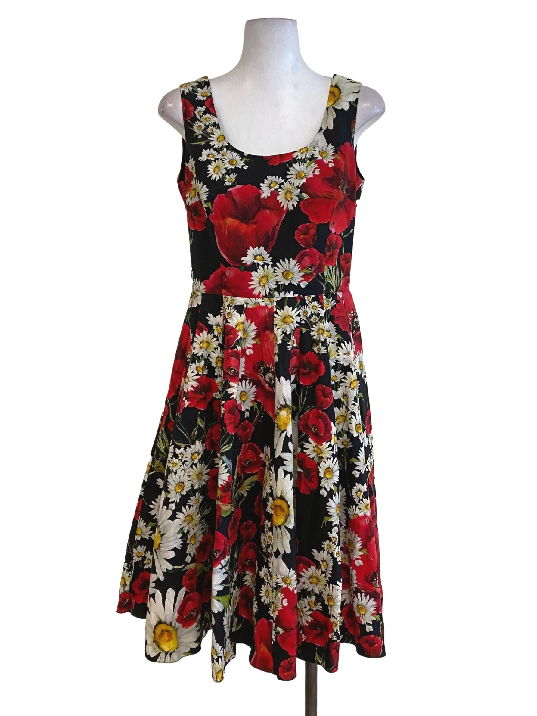 Black Red Floral Blouson Dress