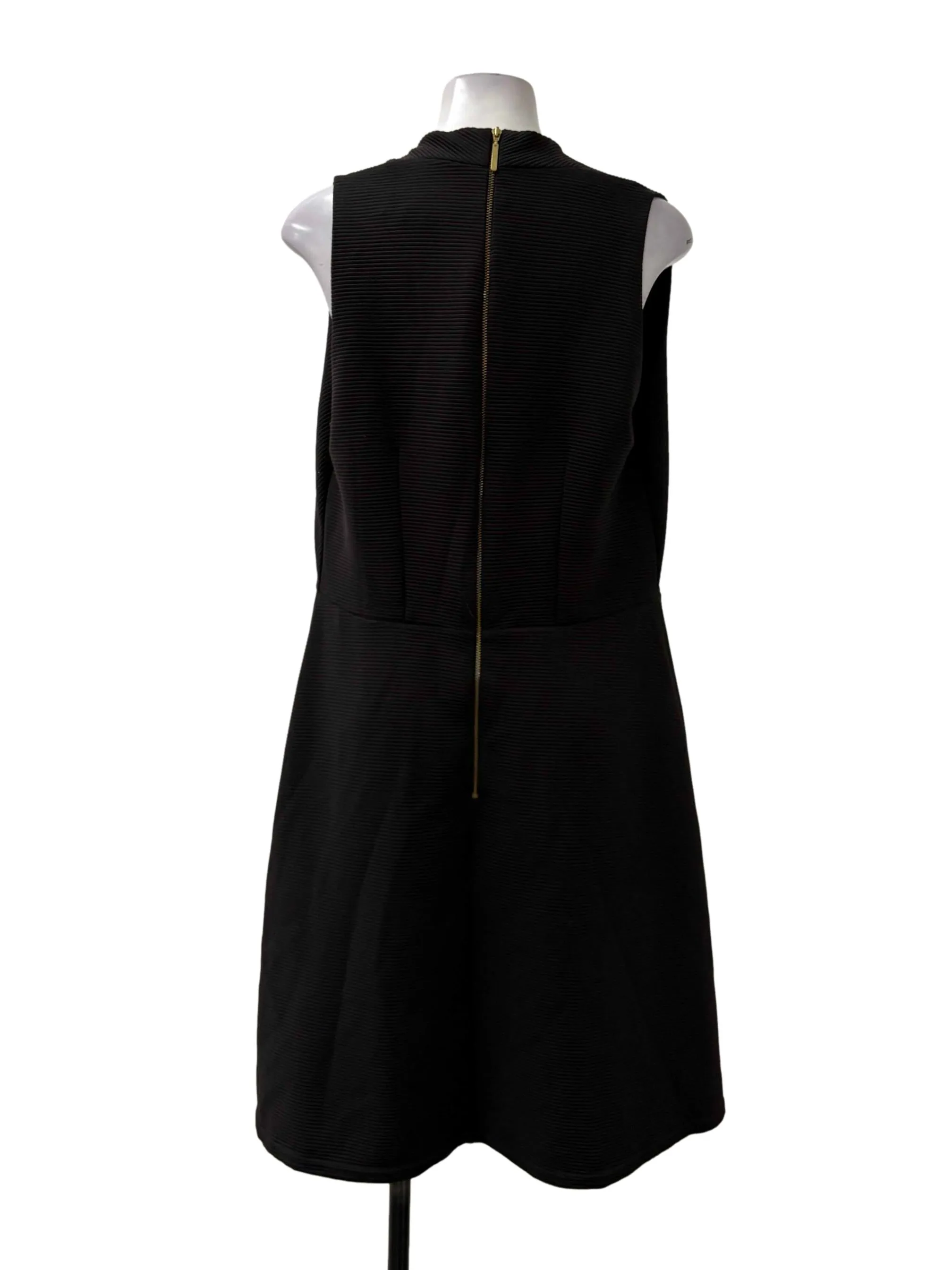 Black Ribbed Ruched Dress