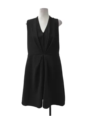 Black Ribbed Ruched Dress