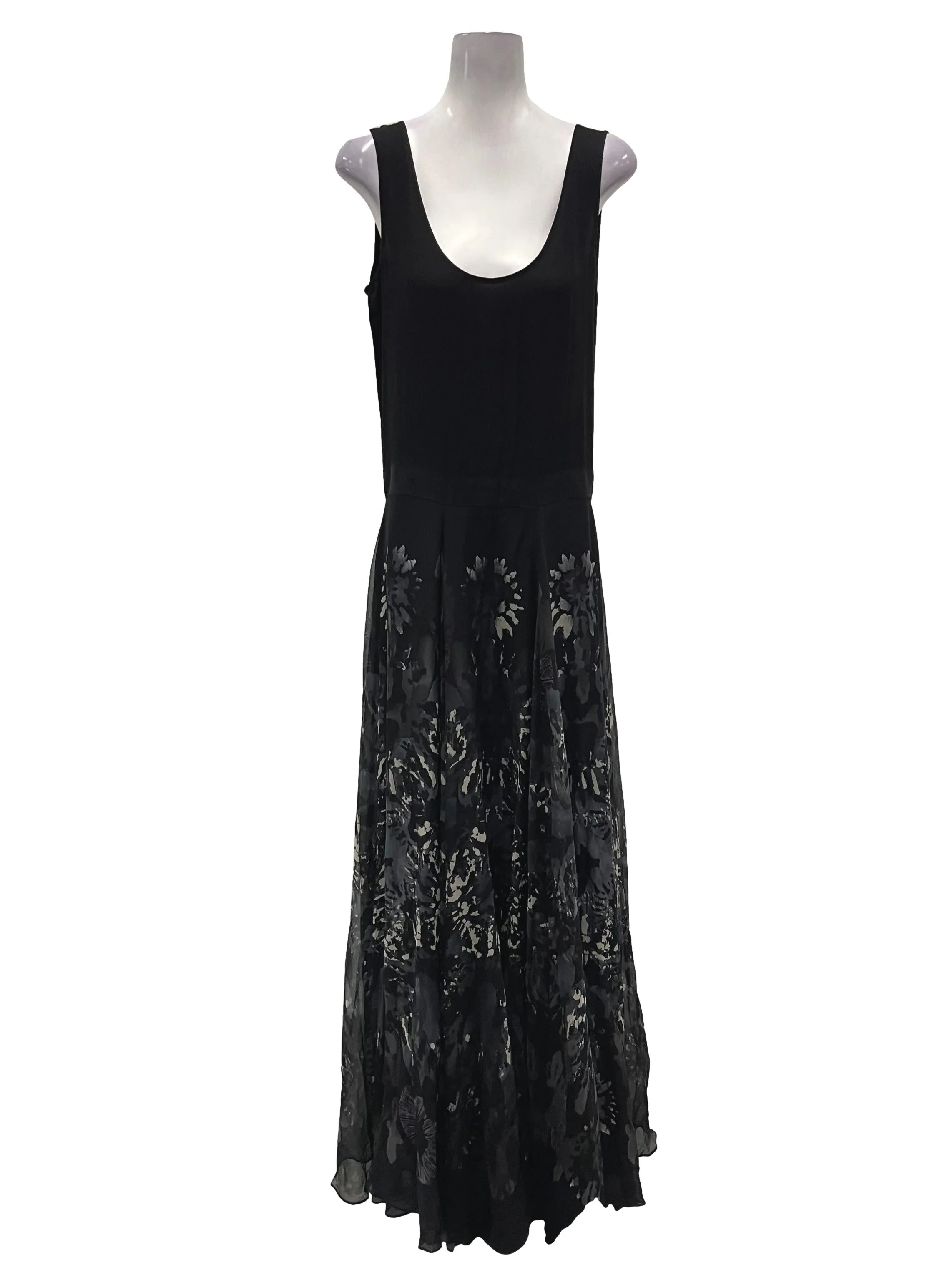 Black Roundneck Sleeveless Maxi Floral Dress